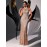 [Elegant Dress] Elegant Sleeveless Formal Dinner Dress | Champagne Halterneck Fishtail for Women - Sparkling Sequins, Mermaid Silhouette, Perfect for Galas & Weddings, Sophisticated Style, Intricate Embellishments