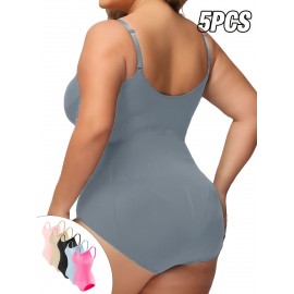 5pcs set of Women's tummy-tuck and butt-lifting shapewear in 5 colors, easy and comfortable, seamless, breathable, suitable for sports and leisure, enhancing body beauty