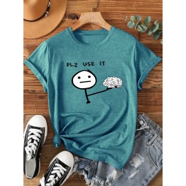 [Graphic Print Tee] Soft Stretch Women's Casual Short Sleeve T-Shirt with 